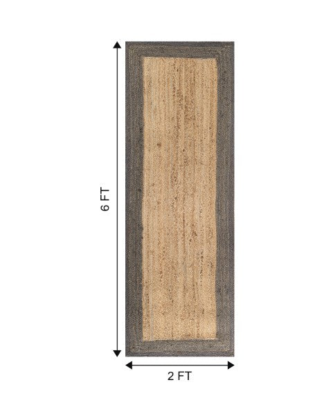 Bordered Brown Jute Dhurrie - 7