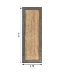 Bordered Brown Jute Dhurrie - 7