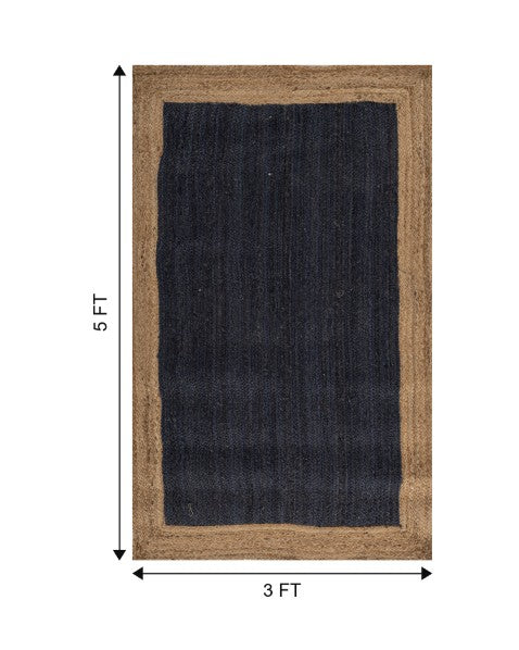 Bordered Brown Jute Dhurrie - 7