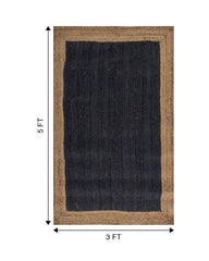 Bordered Brown Jute Dhurrie - 7