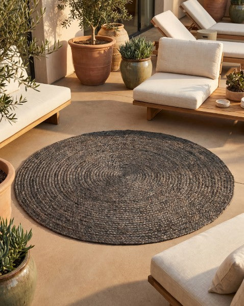 Solid Brown Jute Dhurrie - 1