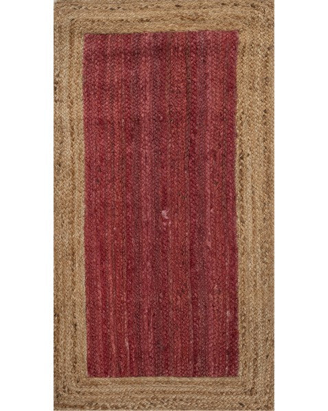 Bordered Red Jute Dhurrie - 2