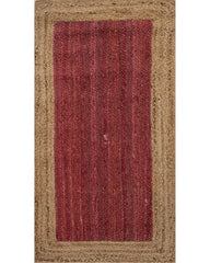 Bordered Red Jute Dhurrie - 2