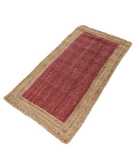 Bordered Red Jute Dhurrie - 3