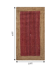 Bordered Red Jute Dhurrie - 7