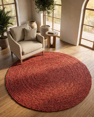 Solid Red Jute Dhurrie - 1