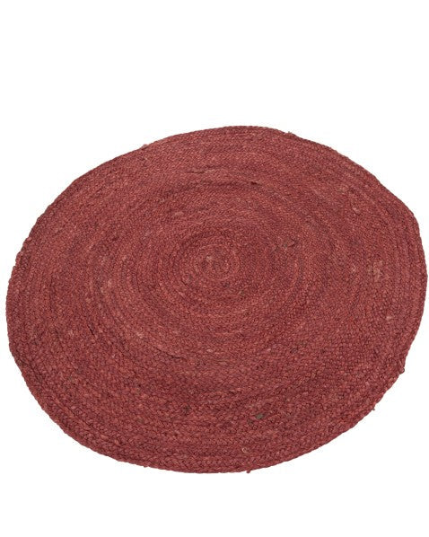 Solid Red Jute Dhurrie - 3