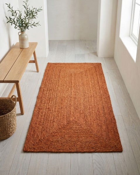 Solid Orange Jute Dhurrie - 1