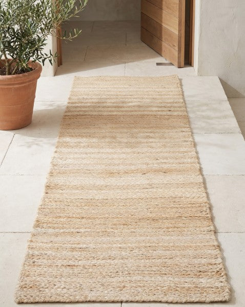 Braided White Jute Dhurrie - 1