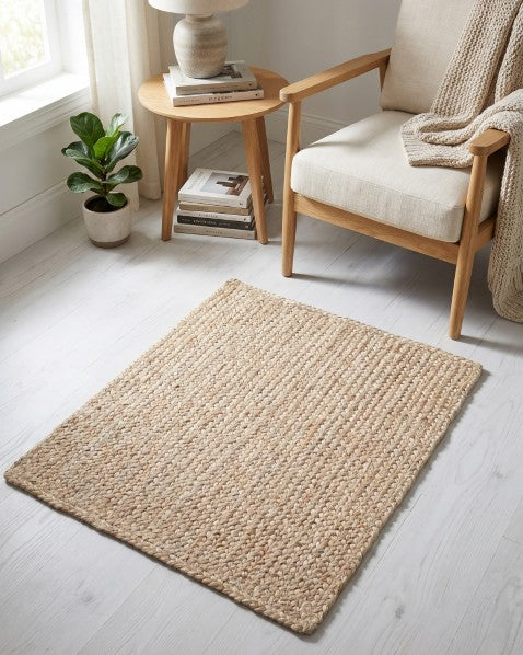 Solid White Jute Dhurrie - 1