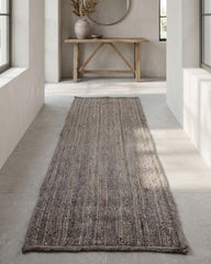 Textured Silver Jute Dhurrie - 1