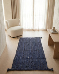 Solid Blue Jute Dhurrie - 1