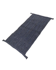 Solid Blue Jute Dhurrie - 3