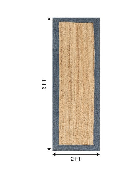 Bordered Brown Jute Dhurrie - 7
