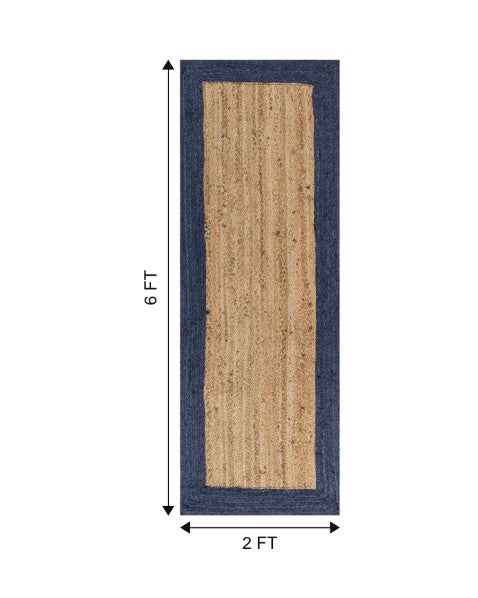Bordered Brown Jute Dhurrie - 7