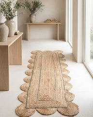 Scalloped Brown Jute Dhurrie - 1