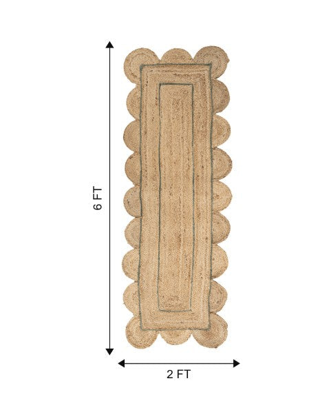 Scalloped Brown Jute Dhurrie - 7