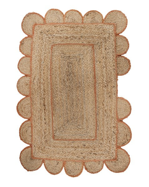 Scalloped Brown Jute Dhurrie - 2