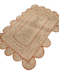 Scalloped Brown Jute Dhurrie - 3