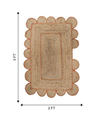 Scalloped Brown Jute Dhurrie - 6