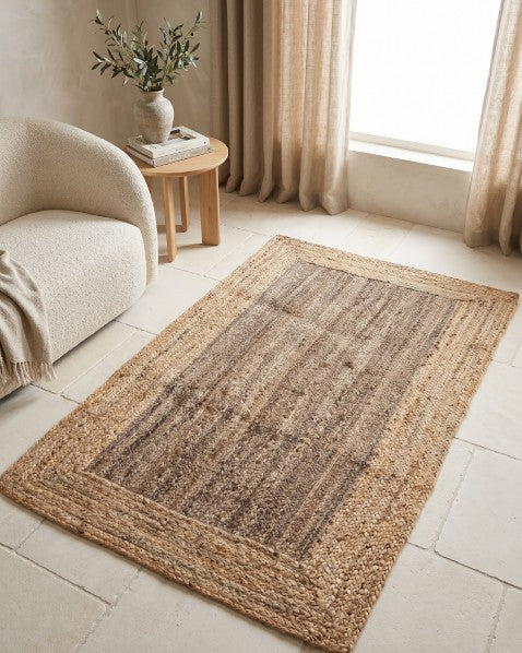 Geometric Brown Jute Dhurrie - 1