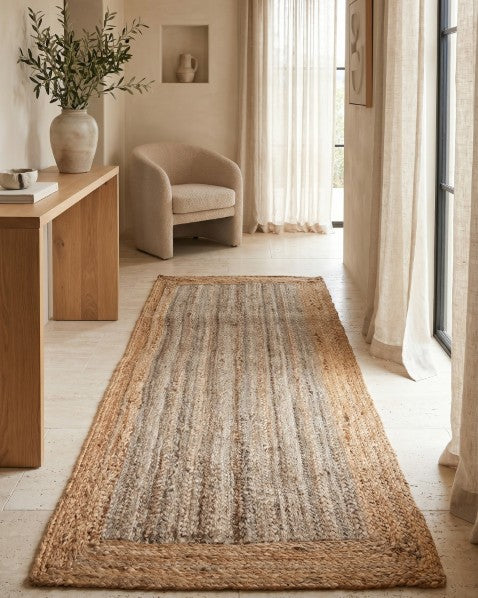 Bordered Brown Jute Dhurrie - 1