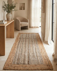 Bordered Brown Jute Dhurrie - 1