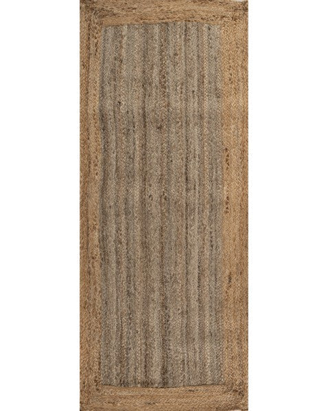 Bordered Brown Jute Dhurrie - 2