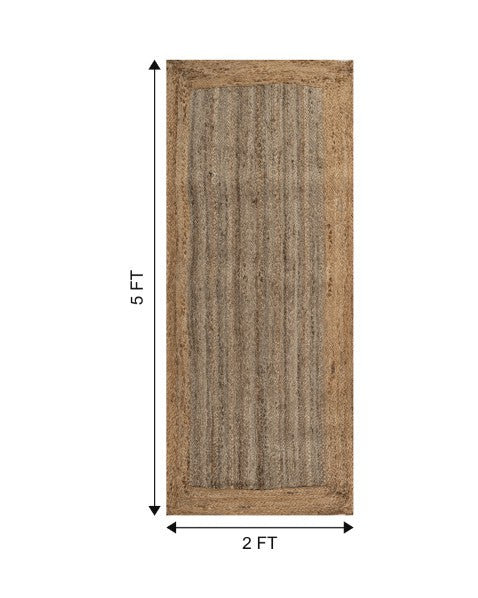 Bordered Brown Jute Dhurrie - 7