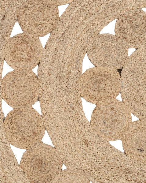 Floral Brown Jute Dhurrie - 6