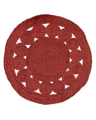 Cutwork Red Jute Dhurrie - 2