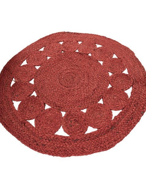 Cutwork Red Jute Dhurrie - 3