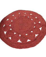 Cutwork Red Jute Dhurrie - 3
