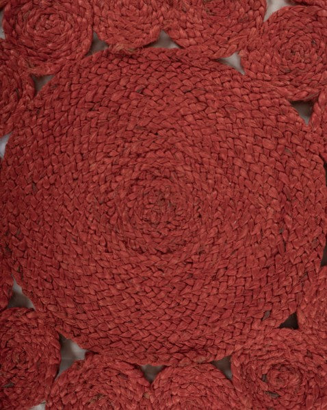 Cutwork Red Jute Dhurrie - 5