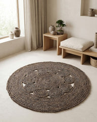 Cutwork Silver Jute Dhurrie - 1
