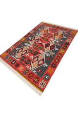 Asterlane Ribbon Red Treetop 5X7'6 Feet Dhurrie 100% Cotton for Living Room,Bedroom,Home