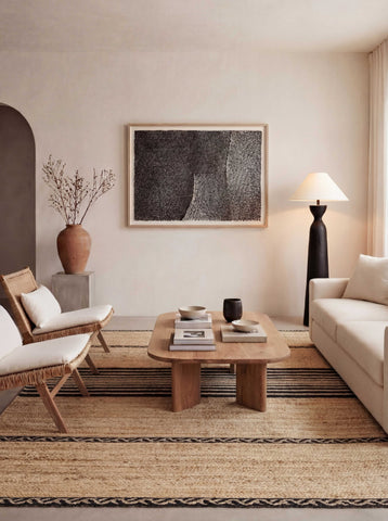 Asterlane Tan Ebony 6X9 Feet Dhurrie 80% Jute and 20% Cotton for Living Room,Bedroom,Home