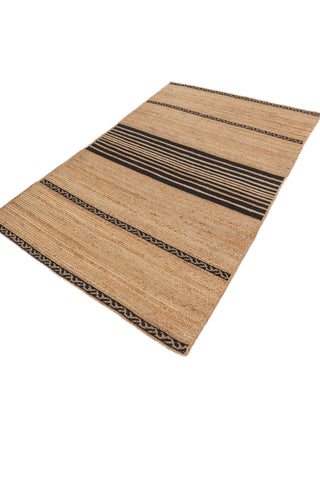 Asterlane Tan Ebony 6X9 Feet Dhurrie 80% Jute and 20% Cotton for Living Room,Bedroom,Home
