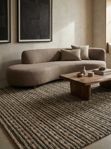 Asterlane Tan Ebony 8X10 Feet Dhurrie 100% Jute for Living Room,Bedroom,Home