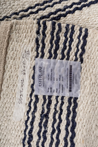 Asterlane White Deep Navy 8X10 Feet Dhurrie 100% Jute for Living Room,Bedroom,Home