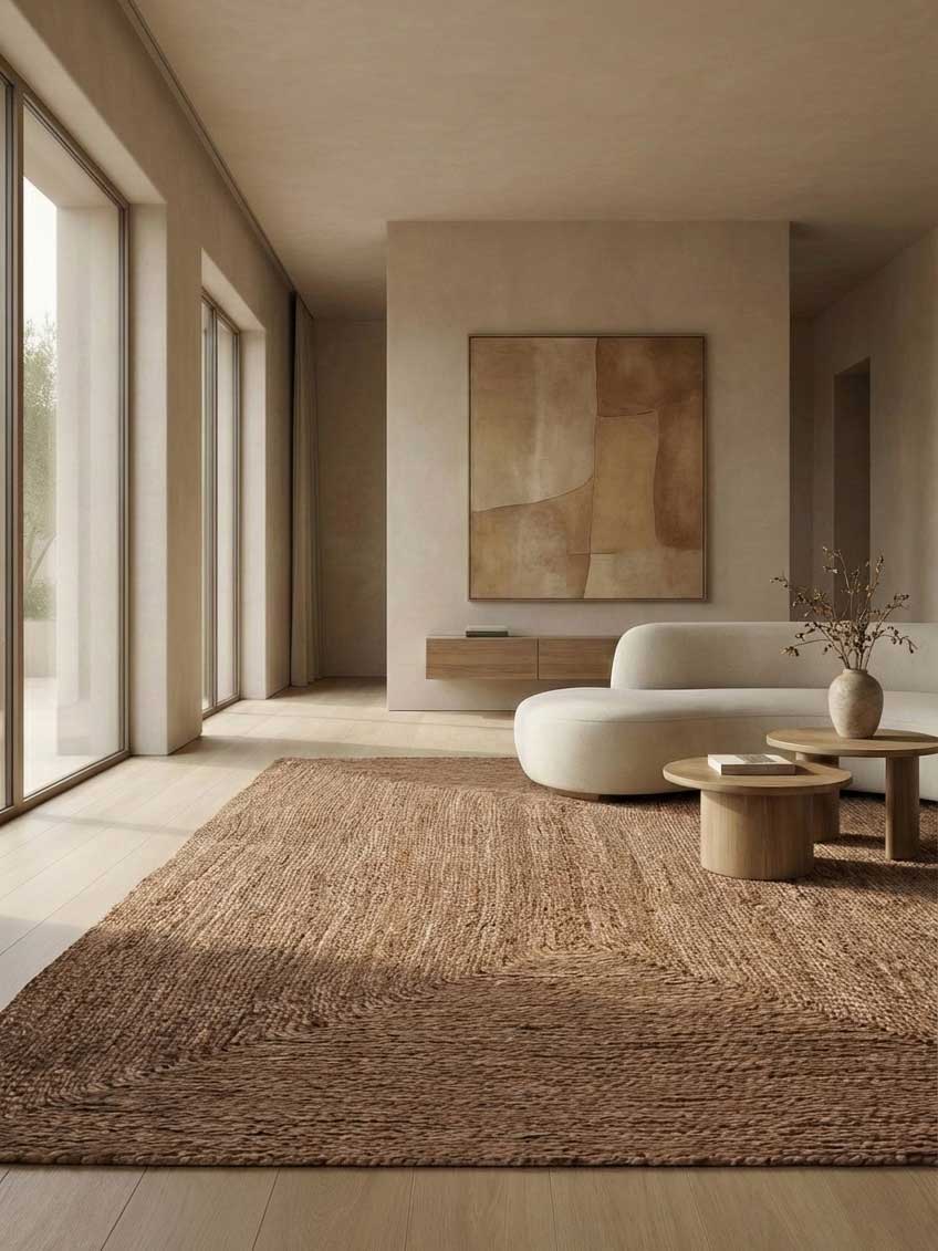 Asterlane Natural Brown  3X5 Feet Dhurrie 100% Jute for Living Room,Bedroom,Home