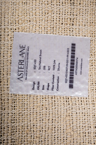 Asterlane Tan Natural Brown 5X8 Feet Dhurrie 100% Jute for Living Room,Bedroom,Home