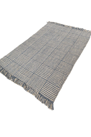 Asterlane Victoria Blue White 5X8 Feet Dhurrie 100% Jute for Living Room,Bedroom,Home