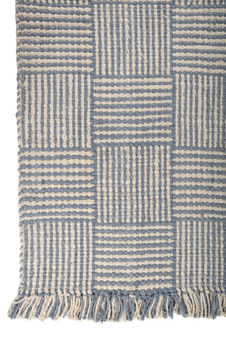 Asterlane Victoria Blue White 5X8 Feet Dhurrie 100% Jute for Living Room,Bedroom,Home