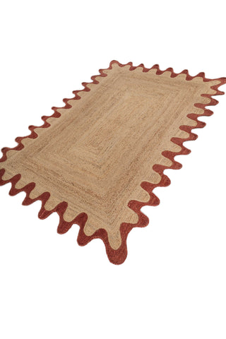 Asterlane Natural Ribbon Red 5X8 Feet Dhurrie 100% Jute for Living Room,Bedroom,Home