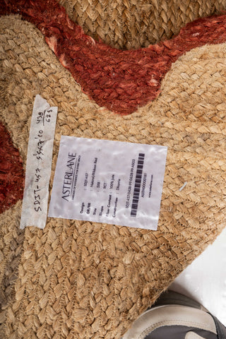 Asterlane Natural Ribbon Red 5X8 Feet Dhurrie 100% Jute for Living Room,Bedroom,Home