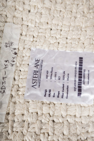 Asterlane White Ebony 4'6X6'6 Feet Dhurrie 100% Jute for Living Room,Bedroom,Home