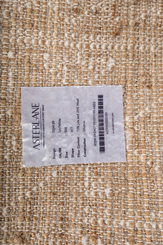 Asterlane Tan White 5X8 Feet Dhurrie 70% Jute and 30% Wool for Living Room,Bedroom,Home