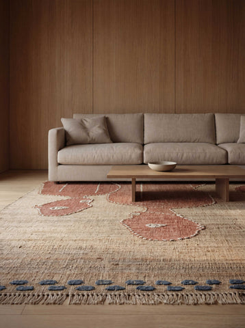 Asterlane Tan Deep Navy 5X7'6 Feet Dhurrie 90% Jute and 10% Wool for Living Room,Bedroom,Home