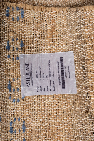 Asterlane Tan Deep Navy 5X7'6 Feet Dhurrie 90% Jute and 10% Wool for Living Room,Bedroom,Home